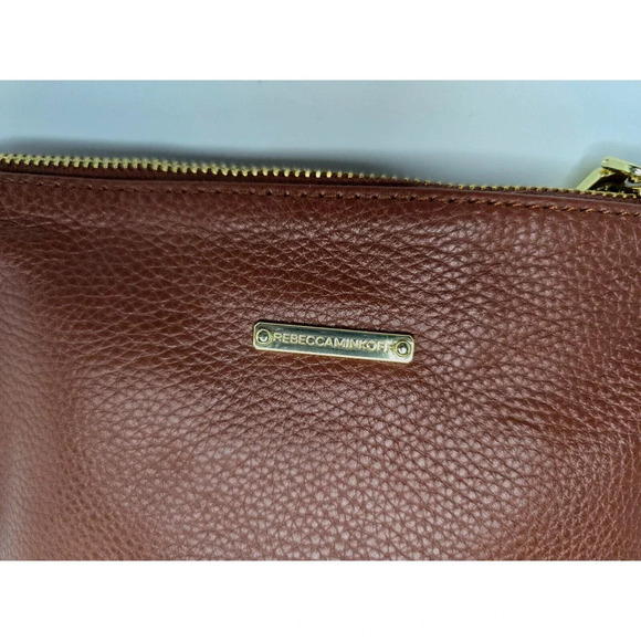 Rebecca Minkoff Mini 5 Zip Crossbody Genuine Leather Purse Bag Moto WHISKEY RED - Picture 4 of 14